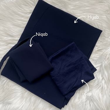 Hijab Niqab & Cap Set -  Dark Navy