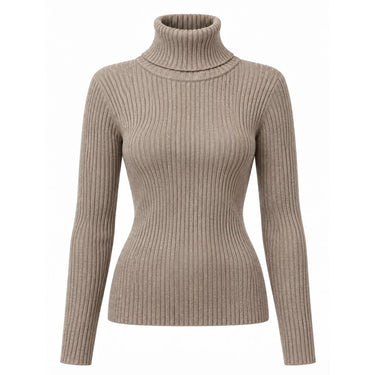 Ribbed Turtleneck Sweater - Camel