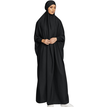 Linen Namaz Gown - Plain Black