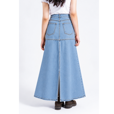 SKY BLUE FLARED DENIM SKIRT