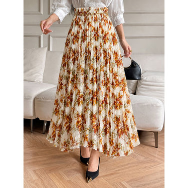 Golden Autumn Pleated Skirt