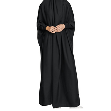 Linen Namaz Gown - Plain Black