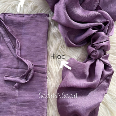 Crinkle Silk Hijab Niqab Set - Violet