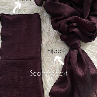 Crinkle Silk Hijab Niqab Set - Purple